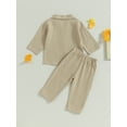 thumbnail image 4 of Wassery Baby Boy Linen Pants Set Long Sleeve Lapel Button Up Shirt+Elastic Waist Pants 6M 12M 18M 24M 3T Toddler Spring Fall Clothes, 4 of 9
