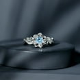 thumbnail image 4 of Rosec Jewels Natural Aquamarine Diamond Flower Engagement Ring for Women - AAA Quality Aquamarine Ring with Jewelry Box, 18K White Gold, US 4.50, 4 of 9