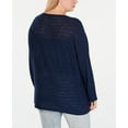 thumbnail image 2 of Style & Co. Womens Plus Linen Blend Striped Pullover Sweater, Dark Blue, 3X, 2 of 2