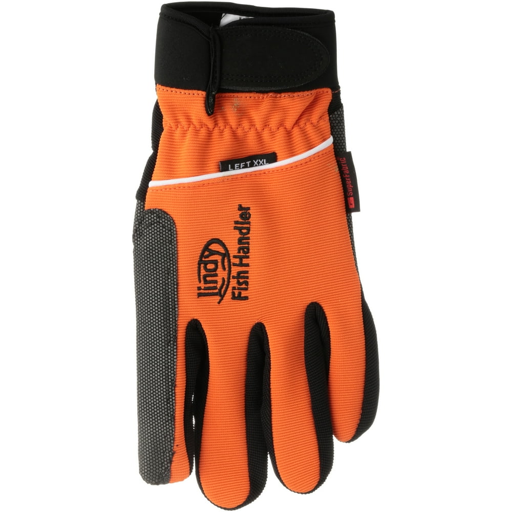 Lindy Fish Handling Glove Left Hand Fishing Lure Accessory Orange