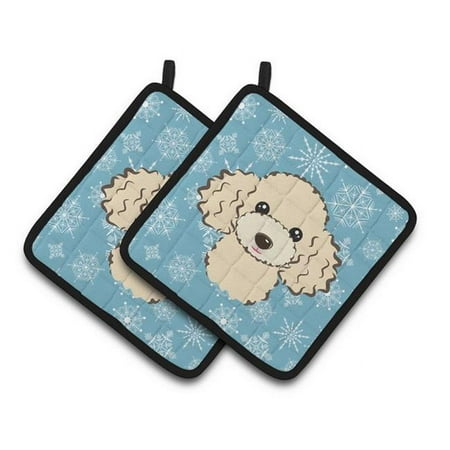 

Snowflake Buff Poodle Pair of Pot Holders