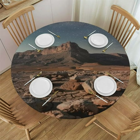 

Patifu Rocks Mountain Round Table Cover Stain Resistant Washable 100% Polyester Fabric Waterproof for Indoor Outdoor Tablecloth Kitchen Dining Wedding Parties 46 -50