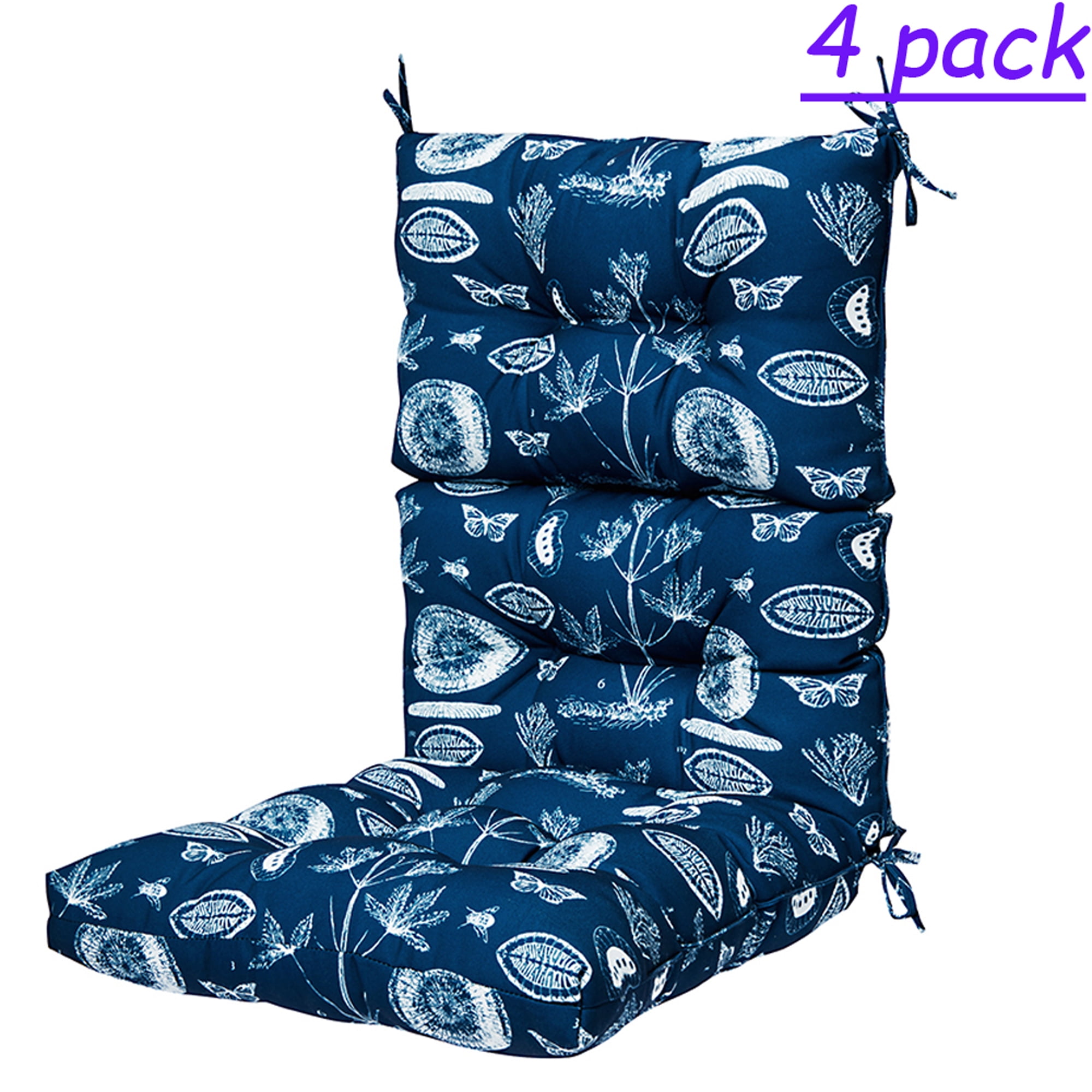 4 Pack Outdoor/Indoor High Back Chair Cushions Deep Seat Patio Seat and