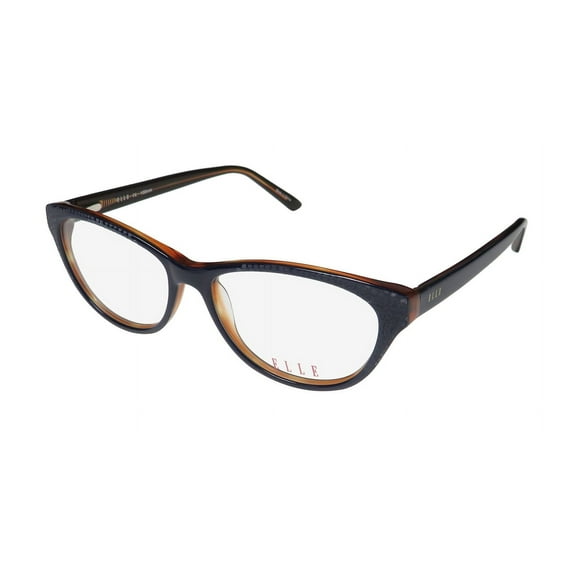 NEW ELLE 13415 WOMENS/LADIES CAT EYE FULL-RIM NAVY CAT EYE MODERN CONTEMPORARY LOOK STUNNING FRAME DEMO LENSES 53-15-135 SPRING HINGES EYEGLASSES/EYE GLASSES
