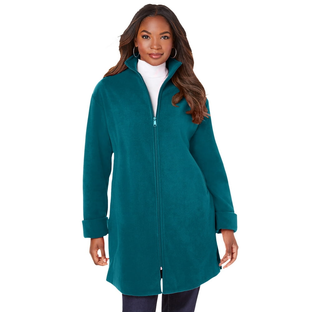 Roaman's Roaman's Women's Plus Size Plush Fleece Driving Coat Jacket
