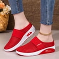thumbnail image 6 of Domzle Slip-On Mules Sneakers for Women 2026 Backless Knit Comfortable Lightweight with Arch Support Walking Shoes for Travel House Office Red 42, 6 of 8