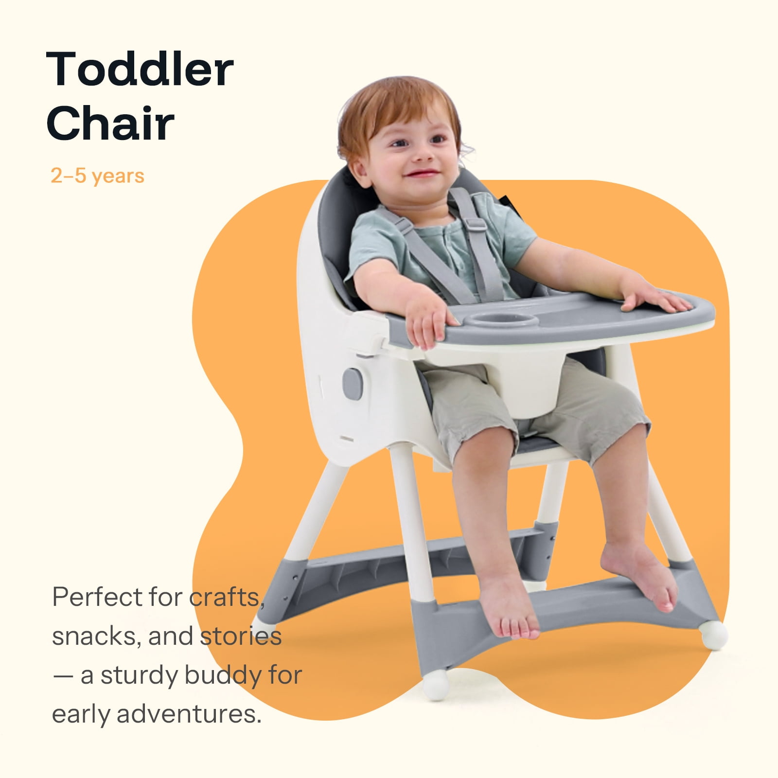 HARPPA 4-in-1 Convertible High Chair for Babies and Toddlers, Feeding Chair for Infant,Gray