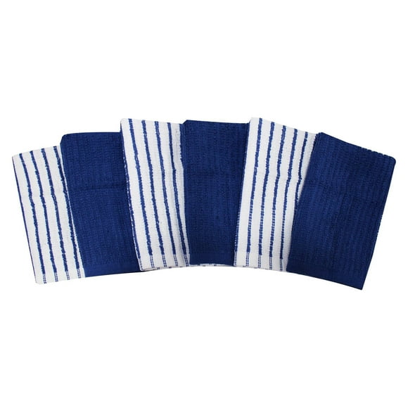 Lot de 6 torchons à vaisselle Hometrends Bar Mop, 100 % coton, bleus