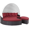 thumbnail image 1 of Modway Lit de Jour Sectionnel d'Extérieur en Osier Rotin avec Auvent pour Patio, Couleur Espresso Rouge, 1 of 6