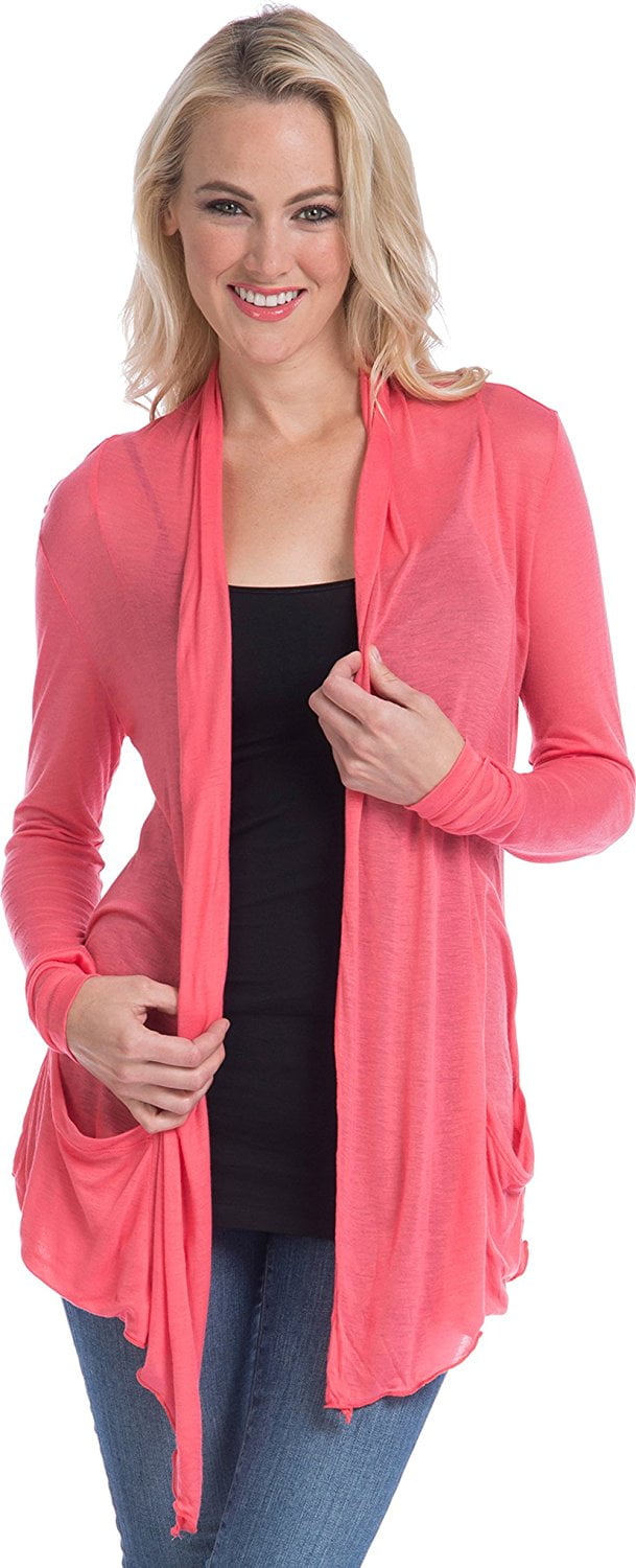 Semi-Sheer Cardigan Cover-up with Pockets 