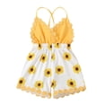 thumbnail image 2 of EGNMCR Rompers for Kids Toddler Kids Girl Vest Backless Sunflower Printed Romper Clothes Sunsuit Outfits Kid Rompers, 2 of 9