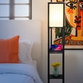 thumbnail image 6 of Brightech Maxwell – Modern Shelf Floor Lamp with USB Ports, Wireless Charging Station & Outlet – Living Room and Office Corner Display Floor Lamps with Shelves – Fits on Bedroom Nightstands – Black, 6 of 10