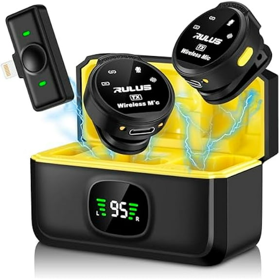 Wireless Lavalier Microphone for iPhone, 800mA/H Charging Case 30H Lapel Wireless Microphone, 2.4GHZ, Noise Cancellation,Reverb Mode for Video Recording Vlogging, YouTube, Interview (Lightning)