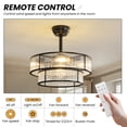 thumbnail image 3 of 20" Black Glass Chandelier Ceiling Fan with Light Remote Control, Black Fandelier Ceiling Fans with Lights, Caged Mid Century with 6 Speeds for Bedroom, Living Room, Nursery, 3 of 11