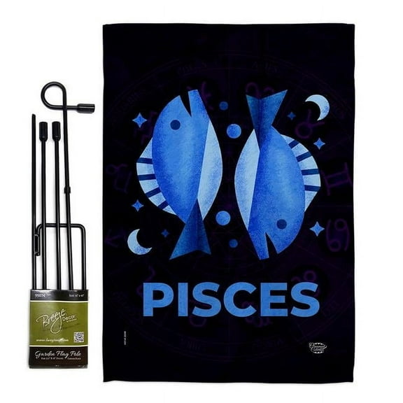 Ornament Collection GS190034-BO 13 x 18.5 in. Pisces Garden Flag Set for Interests Zodiac Double-Sided Decorative Vertical Flags & House Decoration Banner Yard Gift