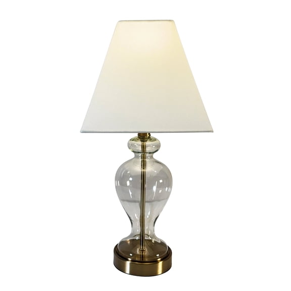 Adesso 26" 3-Way Brass Glass Urn Table Lamp with Light Blue Fabric Drum Shade