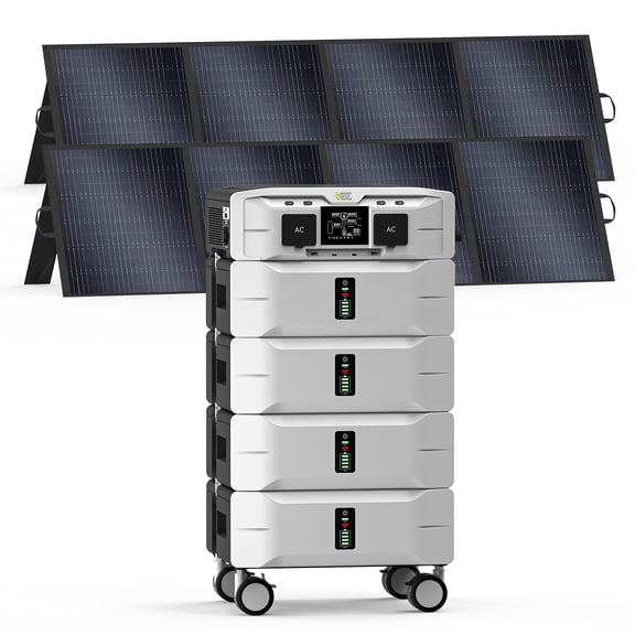 IEE SP5000 Solar Generator 5000W 10240Wh with 2x400W Panels, 120V/240V Dual Voltage LiFePO4 Power Station for Home Backup Camping RV Emergency