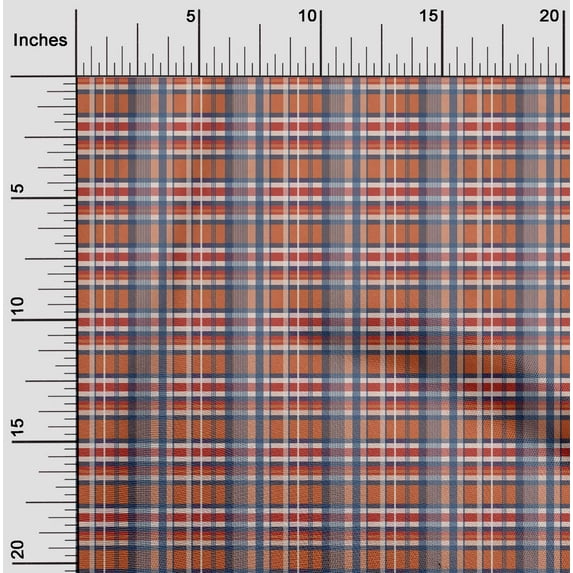 oneOone Viscose Chiffon Orange Fabric Madras Check Sewing Fabric By The Yard Printed Diy Clothing Sewing Supplies 42 Inches Wide
