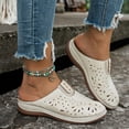 thumbnail image 2 of Dakaela Closed Toe Clogs for Women Comfortable Low Wedge Slip on Mules Summer Casual Walking Platform Slides Hollow Flower Dressy Shoes Size 6-10 White, 2 of 8