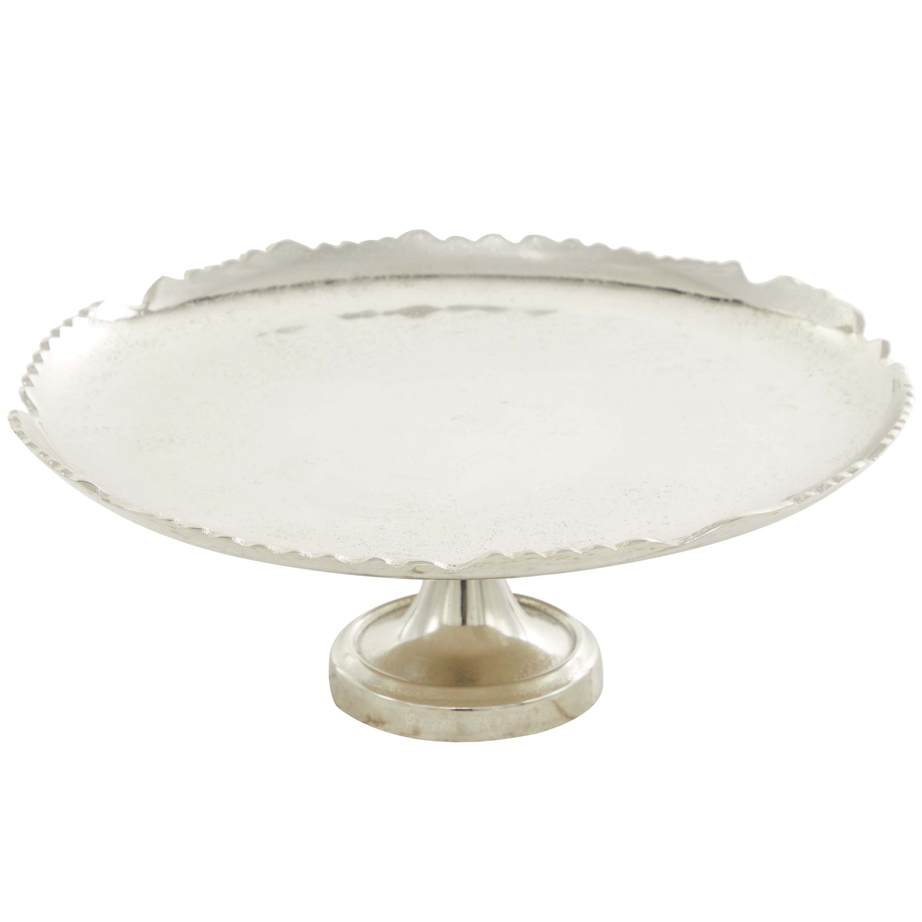 CosmoLiving by Cosmopolitan 16" x 6" Silver Aluminum Decorative Stand with Pedestal Base, 1-Piece