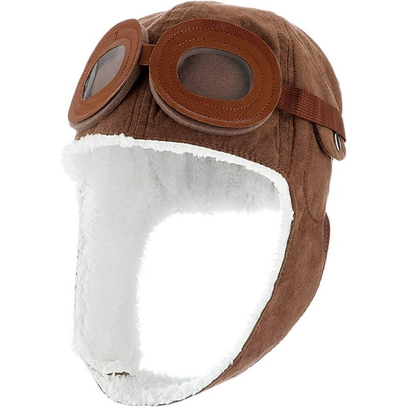 Popular fashion children's pilot hat hat for Kids Brown Fleece Cap with Earmuffs Warm Winter Cap for Kids