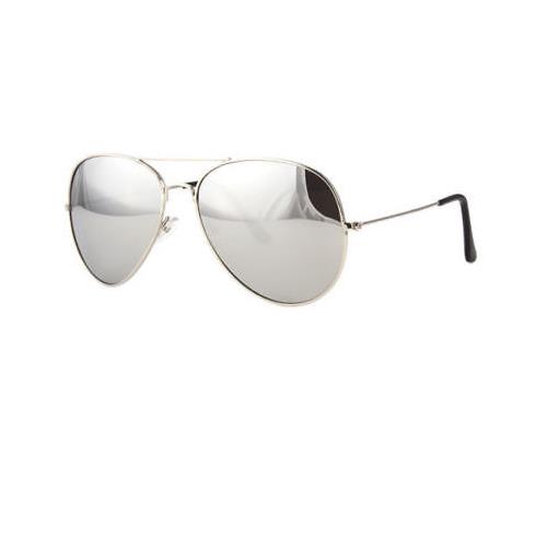 Classic Silver Mirror Aviator Retro Men Fashion Metal Vintage Design Sunglasses