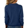 thumbnail image 3 of Women Long Sleeve V Neck Polo Shirt Ribbed Knit Slim Fit Shirts Basic Tee Tops 2025 Fall Casual T Shirt Blouse Outfits Clothes Blue S, 3 of 5