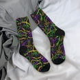 thumbnail image 5 of KLL Neon Mardi Gras Print Cool Socks Men's Women's Crew Socks Funny Crazy Novelty Stockings, 5 of 6