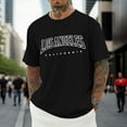 thumbnail image 4 of Camiseta informal de manga corta con estampado de letras para hombre, cuello redondo, poliéster y spandex, estilo informal, fácil de combinar con vaqueros y pantalones cortos, 4 of 6