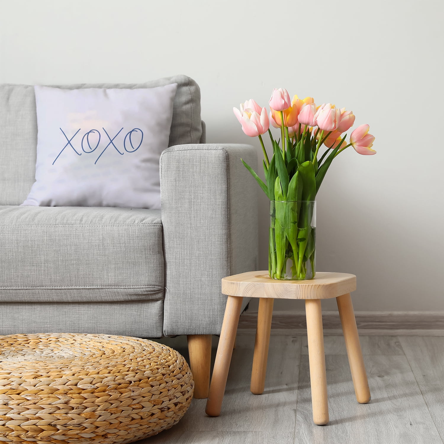 18"x18" Simply Daisy Modern XOXO Poly Accent Pillow, Blue Qty 1