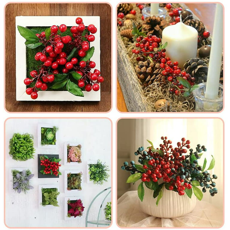 37 Pieces Christmas Floral Picks Artificial Christmas Picks Red Berry Picks  Assorted Xmas Tree Branches Faux Pine Picks Spray Fake Holly Stems with