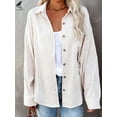 thumbnail image 4 of PULLIMORE Womens Corduroy Shirts Jacket Long Sleeve Casual Button Down Blouses Tops (M, White), 4 of 7