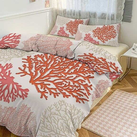 Marine Coral Bedding Set Couple Bedclothes Pillowcase Customized Home Textiles Bed Set for Bedroom Decoration