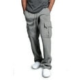 thumbnail image 5 of Cargo Sweatpants for Men Heavyweight Fleece Open Bottom Straight Leg Sweatpant Pockets Plus Size Big and Tall Joggers Light Gray L, 5 of 9
