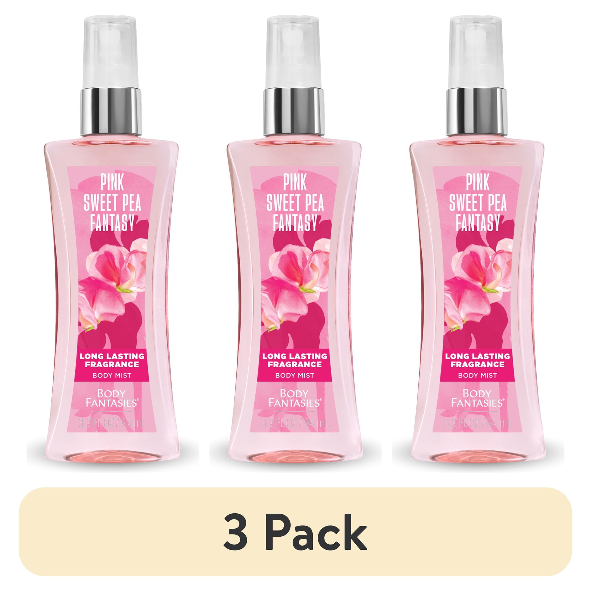(3 pack) Body Fantasies Signature Fragrance Body Spray Pink Sweet Pea Fantasy 3.2 fl oz