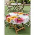thumbnail image 4 of Outdoor Tablecloth with Umbrella Hole for Patio/Picnic/Party/Camping, Red Yellow Floral Waterproof Table Cloth Round Cover Washable, Summer Spring Flowers Garden Aesthetic (Dia 54"), 4 of 9