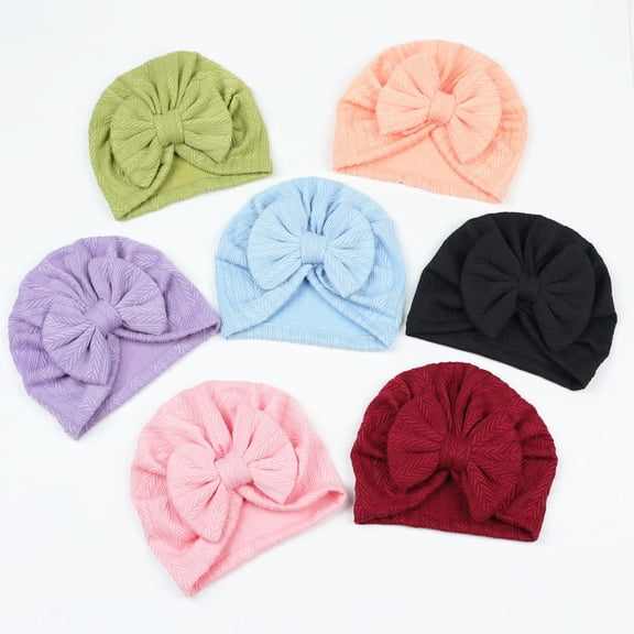 7 PCS Stretchy Baby Turban Hats, Baby Hat with Bows for Girls, Hospital Head Wrap Beanie, Baby Boys Caps, Toddler, Newborn, Infant Hat Unisex