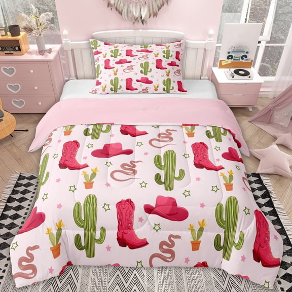Erosebridal Kids Pink Cowgirl Twin Comforter Sets, Tribal Western Bedding Set, 2 Pieces