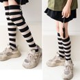 thumbnail image 2 of AWZXDE Kids Long Socks Fashion Color-Blocked Striped Over-Knee Socks for Party and Banquet - Elegant and Stylish for Events Black, 2 of 4