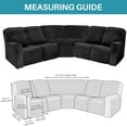 thumbnail image 2 of TOPCHANCES Sectional Recliner Sofa Covers, 7-Piece Velvet Stretch 5-Seat Corner Reclining Sofa Slipcovers, L-Shaped Sectional Couch Furniture Protector (Black), 2 of 8