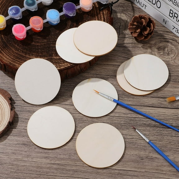 IDEANATEGRATE 50Pcs Wood Rounds For Crafts Beige 2 75In Round Wooden Discs Diy Projects