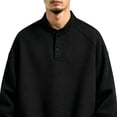 thumbnail image 3 of Men's Long Sleeve Pullover Stand Collar Raglan Sweatshirt Loose Casual Tops for Daily Travel Street Weekend Leisure Outfits Black L, 3 of 4