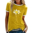 thumbnail image 1 of Innerwin Tee Design Lettres Hauts pour Femmes Été Manches Courtes T-Shirt Décontracté Jaune L, 1 of 7