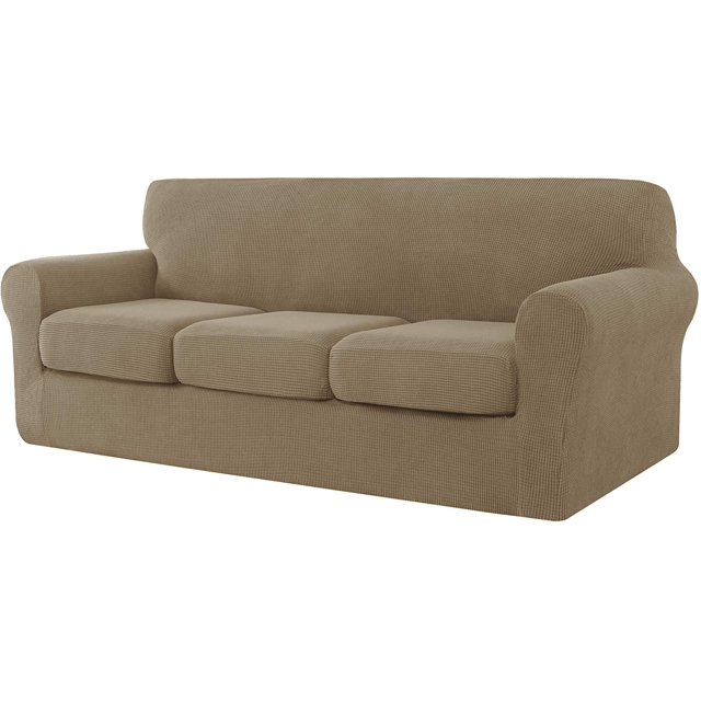 2024 Sofa Cover with Separate Cushion Slipcover Stretch Checks (Sofa Wine)