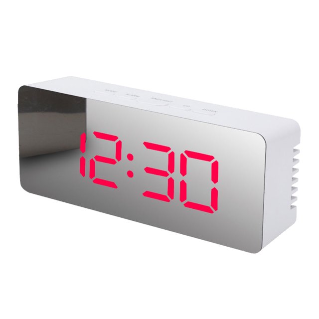 Naiovety Alarma digital 7.48 pulgadas 5V 2A Cable Power Radio Proyector Reloj Interior Dormitorio Oficina Higrómetro Relojes Luz roja Type2 NO2
