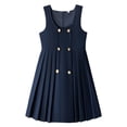 thumbnail image 6 of Girls Dresses Size 10-12 School Uniform Sleeveless Jumper Dress Crew Neck A-Line Trendy Pleated Dress Royal Blue, 6 of 6