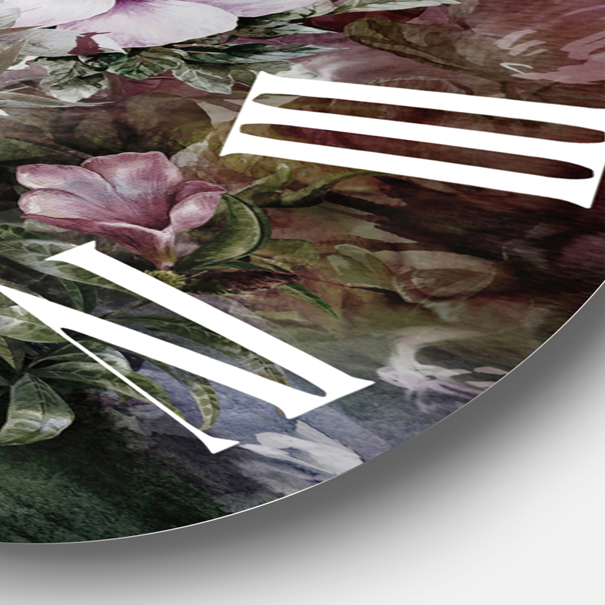 Designart 'Retro Drawing Of Flowers Iv' Vintage Wall Clock