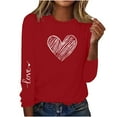 thumbnail image 2 of VOONCAS Womens Shirts Valentine's Day Casual Spring Fall Ladies Tops Graphic Crew Neck Red Long Sleeve Shirts for Women Size 3XL, 2 of 5