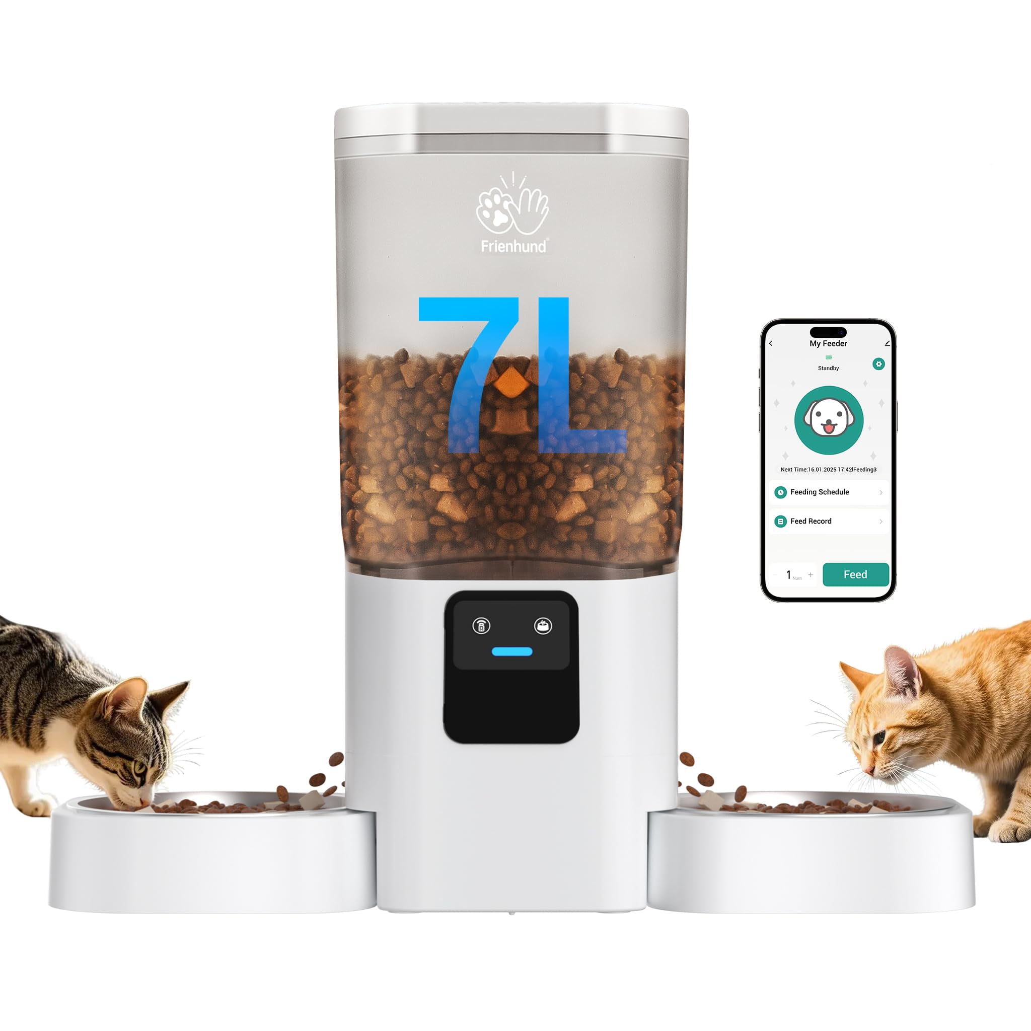 Comedero automático para gatos Frienhund de 7 litros con alimentación ...