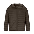 thumbnail image 3 of Mrmaere Men's Hooded Quilted Puffer Jacket Zippered Pocket Warm Insulated Coat for Winter Casual & Outdoor Wear Brown L, 3 of 8
